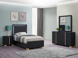 Marceline LED Panel Bed & Bedroom Sets - 4pcs- Twin Bed + Nightstand + Dresser + Mirror