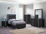 Marceline LED Panel Bed & Bedroom Sets - 5pcs- Twin Bed + Nightstand + Dresser + Mirror + Chest