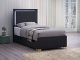 Marceline LED Panel Bed & Bedroom Sets - Contemporary Black with Gold Art Deco Accents, Twin to Eastern King – view 1