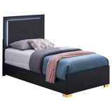 Marceline LED Panel Bed & Bedroom Sets - Contemporary Black with Gold Art Deco Accents, Twin to Eastern King