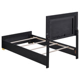 Marceline LED Panel Bed & Bedroom Sets - Contemporary Black with Gold Art Deco Accents, Twin to Eastern King