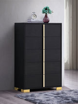 Marceline LED Panel Bed & Bedroom Sets - Contemporary Black with Gold Art Deco Accents, Twin to Eastern King - lifestyle