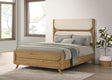 Bennett Upholstered Panel Bed & Bedroom Sets - Mid-Century Light Oak with Cream Headboard & Reeded Drawers – view 1