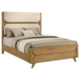 Bennett Upholstered Panel Bed & Bedroom Sets - Mid-Century Light Oak with Cream Headboard & Reeded Drawers