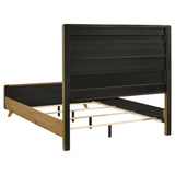 Bennett Upholstered Panel Bed & Bedroom Sets - Mid-Century Light Oak with Cream Headboard & Reeded Drawers