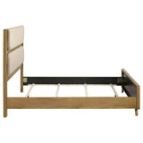Bennett Upholstered Panel Bed & Bedroom Sets - Mid-Century Light Oak with Cream Headboard & Reeded Drawers