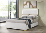 Marceline LED Panel Bed & Bedroom Sets - Contemporary White with Gold Accents, Twin to Eastern King - lifestyle