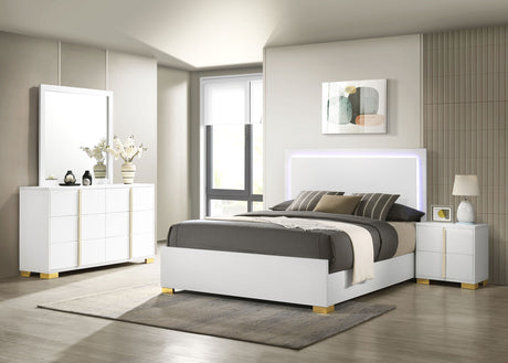 Marceline LED Panel Bed & Bedroom Sets - 4pcs- Queen Bed + Nightstand + Dresser + Mirror