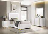 Marceline LED Panel Bed & Bedroom Sets - 4pcs- Twin Bed + Nightstand + Dresser + Mirror