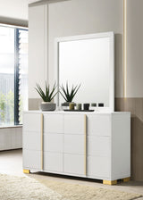Marceline LED Panel Bed & Bedroom Sets - Contemporary White with Gold Accents, Twin to Eastern King - lifestyle