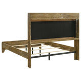 Henderson Bookcase Panel Bed & Bedroom Sets - Rustic Medium Oak with Grey Upholstered Headboard & Faux Marble Tops – view 19