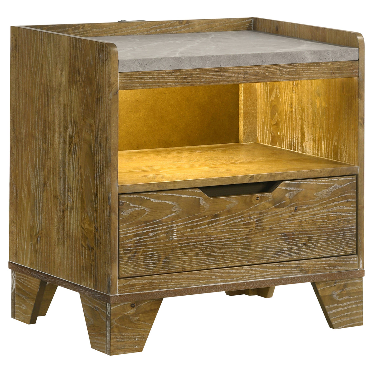 Henderson Bookcase Panel Bed & Bedroom Sets - 1-Drawer LED Nightstand
