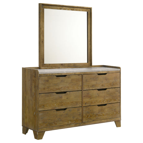 Henderson Bookcase Panel Bed & Bedroom Sets - 6-Drawer Dresser + Mirror