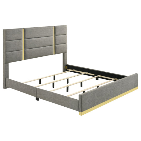 Ines Upholstered Panel Bed & Bedroom Sets - Grey Eastern King Panel Bed Only