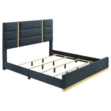Ines Upholstered Panel Bed & Bedroom Sets - Navy Eastern King Panel Bed Only