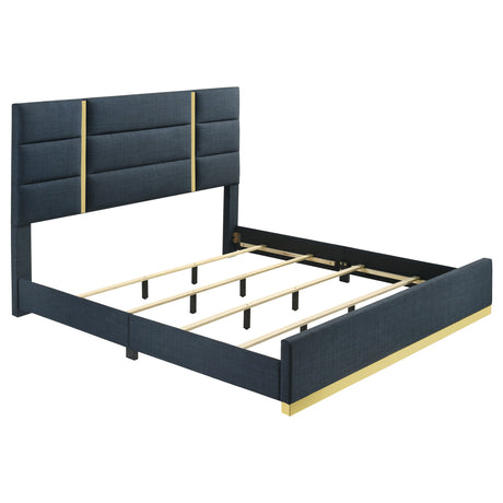 Ines Upholstered Panel Bed & Bedroom Sets - Navy Eastern King Panel Bed Only