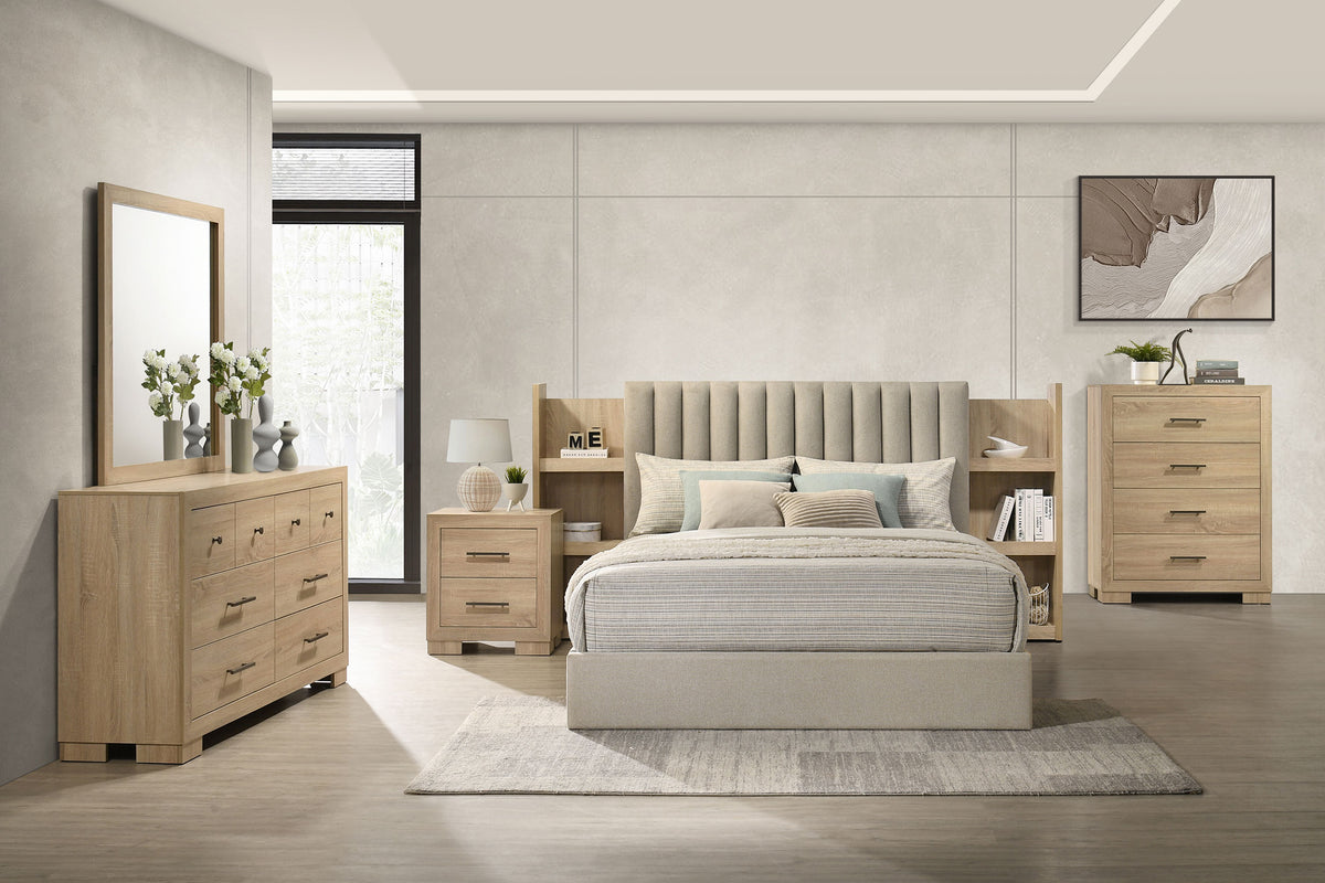 Arielle Bookcase Storage Bed & Bedroom Sets - 5pcs- Eastern King Bed + Dresser + Mirror + Nightstand + Chest