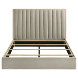 Arielle Bookcase Storage Bed & Bedroom Sets - Channel-Tufted Headboard with Sliding Shelves in Light Oak – view 20