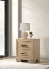 Arielle Bookcase Storage Bed & Bedroom Sets - Channel-Tufted Headboard with Sliding Shelves in Light Oak - lifestyle