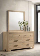Arielle Bookcase Storage Bed & Bedroom Sets - Channel-Tufted Headboard with Sliding Shelves in Light Oak - lifestyle