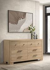 Arielle Bookcase Storage Bed & Bedroom Sets - Channel-Tufted Headboard with Sliding Shelves in Light Oak - lifestyle
