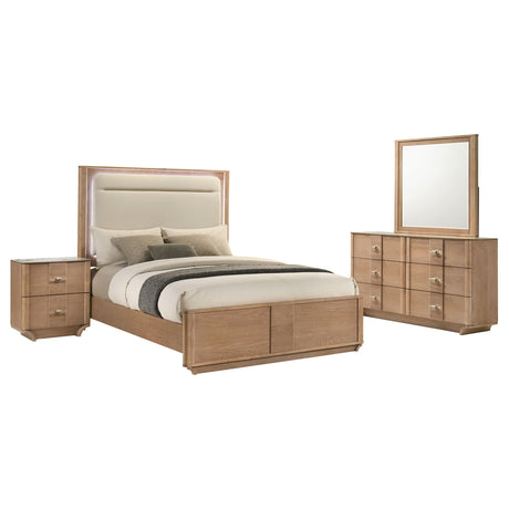 Leanne LED Panel Bed & Bedroom Sets - 4pcs- Eastern King LED Bed + Dresser + Mirror + Nightstand