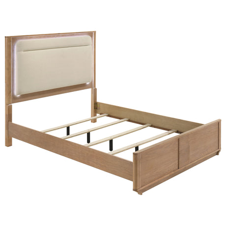 Leanne LED Panel Bed & Bedroom Sets - Floating Upholstered Headboard & Sintered Stone Tops in Light Oak, Queen or Eastern King – view 20