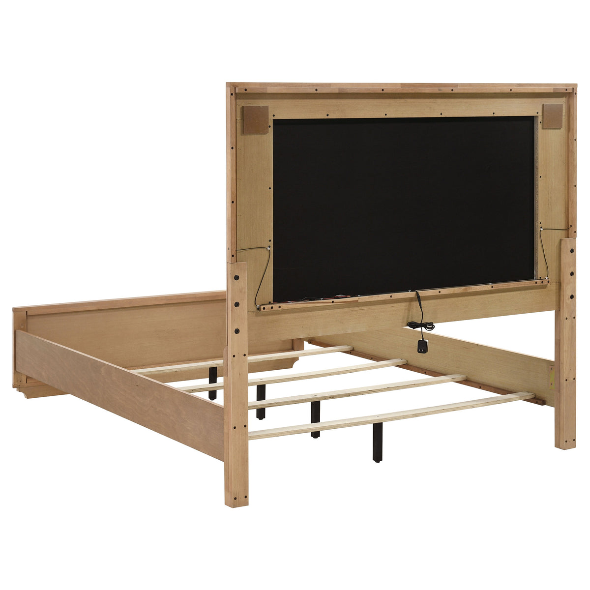 Leanne LED Panel Bed & Bedroom Sets - Floating Upholstered Headboard & Sintered Stone Tops in Light Oak, Queen or Eastern King – view 13