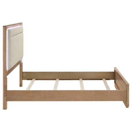 Leanne LED Panel Bed & Bedroom Sets - Floating Upholstered Headboard & Sintered Stone Tops in Light Oak, Queen or Eastern King – view 14