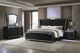 Lorient LED Wingback Bed & Bedroom Sets - 4pcs- California King Bed + Nightstand + Dresser + Mirror