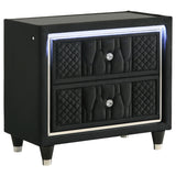 Lorient LED Wingback Bed & Bedroom Sets - 2-Drawer LED Nightstand with USB
