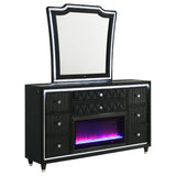 Lorient LED Wingback Bed & Bedroom Sets - 8-Drawer LED Flame Box Dresser + Mirror