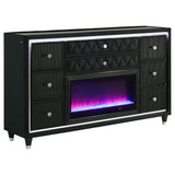 Lorient LED Wingback Bed & Bedroom Sets - 8-Drawer LED Flame Box Dresser