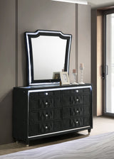 Lorient LED Wingback Bed & Bedroom Sets - Tufted Black Velvet Glam with Crystal Knobs, Queen to California King - lifestyle