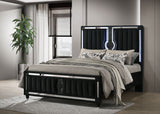 Ravenne LED Panel Bed & Bedroom Sets - Black Velvet Channel Upholstery with Blue Touch Lighting & Acrylic Trim – view 1