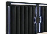 Ravenne LED Panel Bed & Bedroom Sets - Black Velvet Channel Upholstery with Blue Touch Lighting & Acrylic Trim