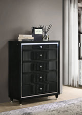 Ravenne LED Panel Bed & Bedroom Sets - Black Velvet Channel Upholstery with Blue Touch Lighting & Acrylic Trim - lifestyle
