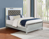 Gunnison Glam LED Panel Bed & Bedroom Sets - Crystal-Tufted Headboard & Fretwork in Silver Metallic - lifestyle