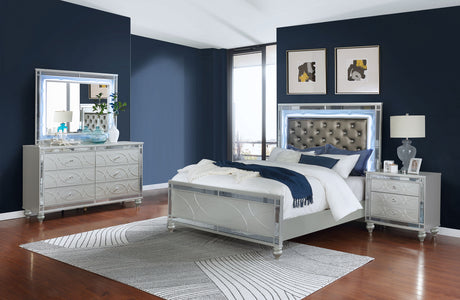 Gunnison Glam LED Panel Bed & Bedroom Sets - Queen - 4pcs- Bed + Nightstand + Dresser + Mirror