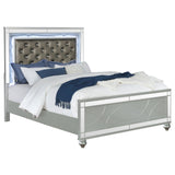 Gunnison Glam LED Panel Bed & Bedroom Sets - Crystal-Tufted Headboard & Fretwork in Silver Metallic – view 15