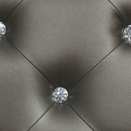 Gunnison Glam LED Panel Bed & Bedroom Sets - Crystal-Tufted Headboard & Fretwork in Silver Metallic – view 18