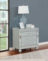 Gunnison Glam LED Panel Bed & Bedroom Sets - Crystal-Tufted Headboard & Fretwork in Silver Metallic - lifestyle