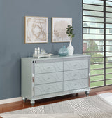 Gunnison Glam LED Panel Bed & Bedroom Sets - Crystal-Tufted Headboard & Fretwork in Silver Metallic - lifestyle