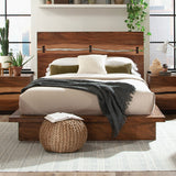 Winslow Live Edge Platform or Storage Bed & Bedroom Sets - Split Headboard with Bow Tie Inlays in Smokey Walnut - lifestyle