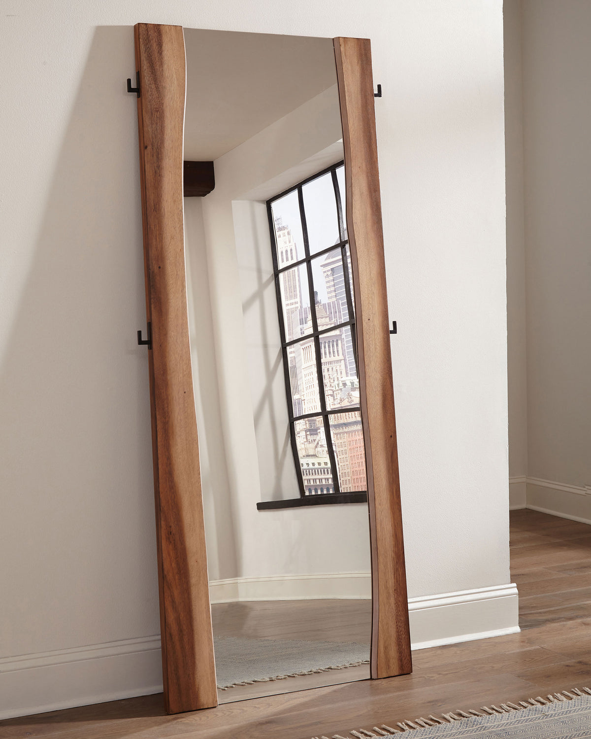 Winslow Live Edge Platform or Storage Bed & Bedroom Sets - Split Headboard with Bow Tie Inlays in Smokey Walnut - lifestyle