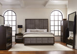 Durango Upholstered Panel Bed & Bedroom Collection - 5pcs- Eastern King Bed + Nightstand + Dresser + Mirror + Chest