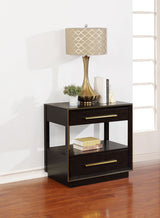 Durango Upholstered Panel Bed & Bedroom Collection - Grid-Tufted Velvet, Smoked Peppercorn with Gold Pulls - lifestyle