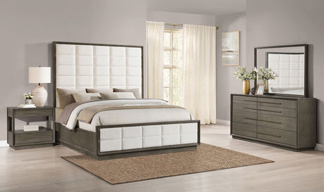 Durango Tufted Upholstered Panel Bed & Bedroom Sets - 4pcs- Queen Bed + Dresser + Mirror + Nightstand
