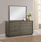 Durango Tufted Upholstered Panel Bed & Bedroom Sets - 80" Headboard in Taupe Oak & Cream, Queen to California King - lifestyle