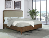 Maderia Upholstered Panel Bed & Bedroom Sets - Mid-Century Walnut Veneer with Felt & Cedar-Lined Drawers, Queen to California King - lifestyle
